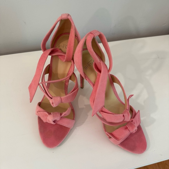 Alexandre Birman Knot Trio Pink Suade‎ Strappy 4in Stiletto Sandals Heels 39 / 9